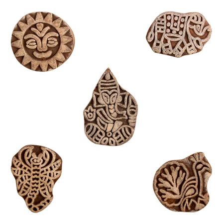 Set of 5 Piece New Mix Wooden Printing Block